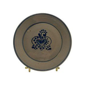 Vintage Beaumont Brothers Pottery Salt Glaze Plate Blue Heart BBP 1994 6”